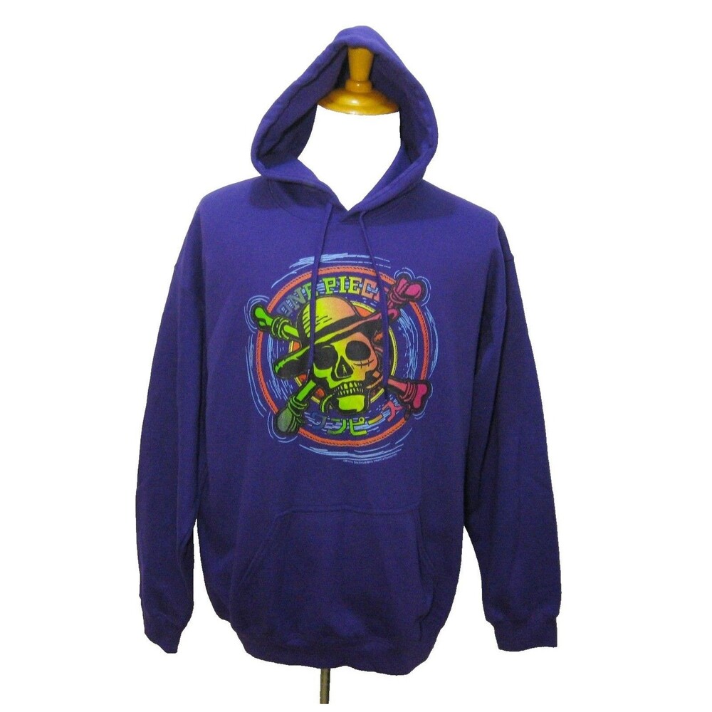 One Piece Hoodie Mens Large Purple Japanese Manga Hooded Sweatshirt Anime Japan